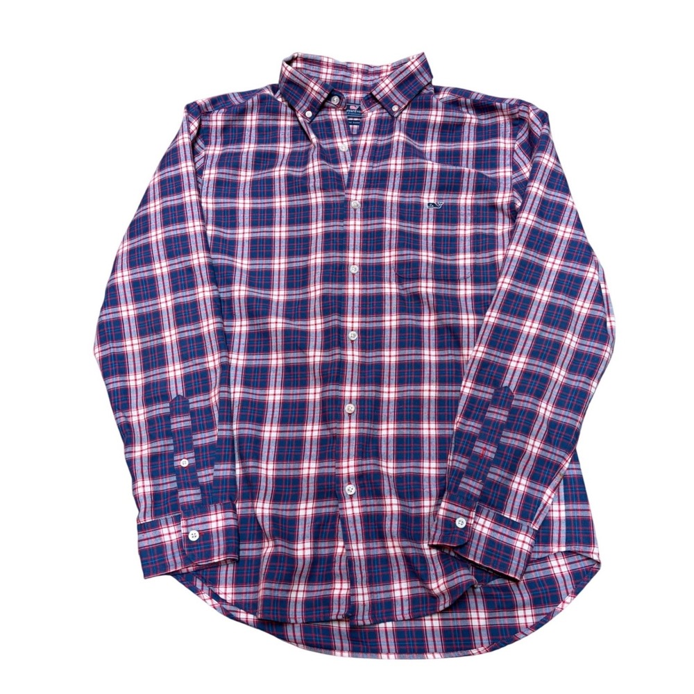 Vineyard Vines Performance Classic Fit Tucker Shirt Mens Medium Blue Red Plaid
